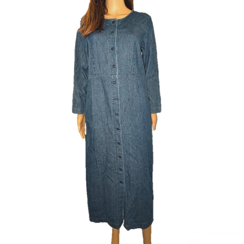 LL Bean Denim Midi Dress. Size 8 Petite